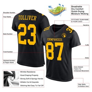 Camiseta de Fútbol Auténtica Personalizada en Negro y Dorado, Uniforme de Fútbol Transpirable de Poliéster, Secado Rápido, Manga Corta, Conjunto Deportivo para Equipo - Product Image 5