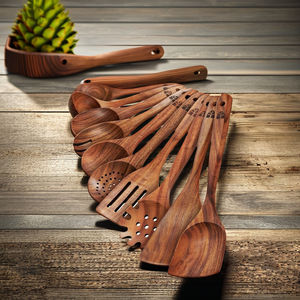 Juego de vajilla de bambú sostenible personalizable al por mayor colección de utensilios de madera natural para uso en cocina - Product Image 1