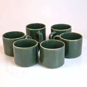 New Forest Green Bone China <b>Tea</b> <b>Cup</b> Set of 6 Durable Ceramic <b>Cups</b> with Gold Handle Turkish Design BPA Certified - Product Image 5