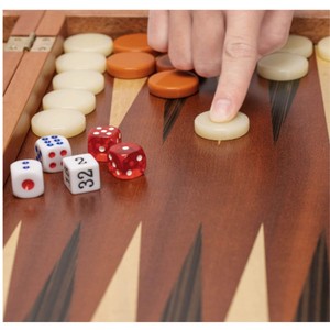 Jeu de backgammon de luxe en bois, ensemble de backgammon pliable en bois pour voyage, jeu de stratégie, vente en gros personnalisée pour adultes - Product Image 4