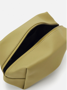 Minimalist Olive Green PU Cosmetic <b>Bag</b> <b>Small</b> Zipper Closure Portable Travel <b>Toiletries</b> Case - Product Image 5