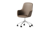 Chaise de bureau pivotante en cuir à dossier moyen, chaise de conférence moderne pour manager avec base étoilée fixe