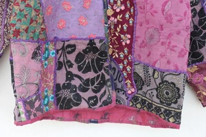 Women <b>Quilted</b> Chiffon Patchwork Jacket Vintage Colorful Embroidery Outerwear Loose Fit Boho Relaxed Coat Windproof Eco-Friendly - Product Image 3