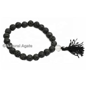 Quality Lava Stone <b>Bracelet</b> 8mm 10mm Stone Beads Cording Woven <b>Black</b> Gemstone Bangle for Men <b>Women</b> - Product Image 1