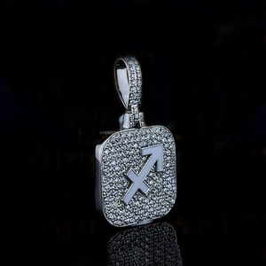Pendentif flèche personnalisé en moissanite taille ronde, en argent sterling 925, unisexe, style hip-hop, bijoux glacés pour cadeaux - Product Image 2