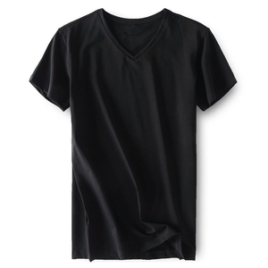 T-shirts décontractés pour hommes à col en V, vêtements d'été, t-shirts à col en V pour tous les jours, t-shirts en coton doux pour hommes, t-shirts unis à col en V pour l'été - Product Image 4