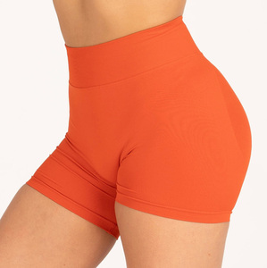 Custom logo Seamless Women Sports Fitness Shorts Scrunch Butt <b>Tummy</b> <b>Control</b> Solid Short Leggings Skin Friendly Yoga Shorts - Product Image 2