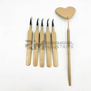 Pince à épiler RMI en acier inoxydable à pointe en fibre, 90 degrés, à pointe dentelée, pour cils et sourcils, option logo personnalisé - Vente en gros - Product Image 4
