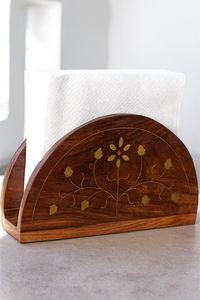 Decorative wooden napkin <b>holder</b> premium dining accessory rustic <b>kitchen</b> decor <b>tissue</b> organizer for hotels cafes restaurants - Product Image 5