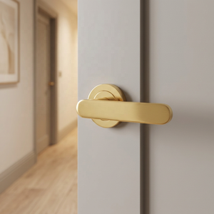 Poignée de porte à levier en laiton de designer, quincaillerie d'entrée au design durable, finition dorée, pour chambre, salle de bain, salon, bureau à domicile - Product Image 3