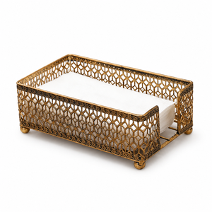 Cubierta de Latón Vintage para Caja de Pañuelos, Dispensador Cuadrado Decorativo de Metal Antiguo para Servilletas, para Decoración de Mesa en Hogar, Oficina u Hotel - Product Image 1