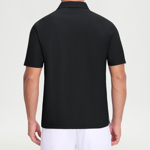 Polo pour homme noir à col boutonné, ourlet fendu, manches courtes, décontracté, professionnel, respirant, pour le golf - Product Image 6