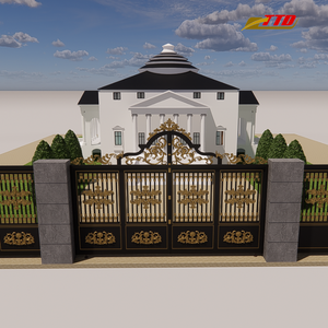Portail en fer forgé artisanal pour maisons de luxe |   Portail d'entrée décoratif en acier personnalisé, marque TTD, hauteur 7 pieds, écologique, durable, finition poudrée - Product Image 1