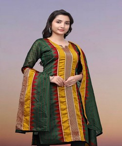 Conjunto de Dupatta y Top de Algodón Kanchi con Bordado Jacquard, Ropa Casual, Precio al por Mayor, Prenda Étnica Verde - Product Image 2