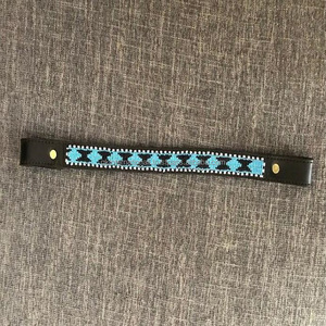 สายรัดคิ้วม้าหนังแท้ทำมือทนทาน,สายรัดคิ้วลายสีดำและสีฟ้าสำหรับม้าทุกขนาด - Product Image 3