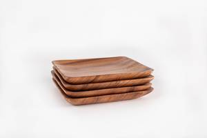 Plateau de rangement carré en bois, finition polie, design minimaliste, à un seul niveau, sculpté, compatible lave-vaisselle, multifonctionnel, pour table, pour aliments - Product Image 2