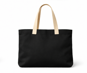 Sac fourre-tout en toile noire personnalisé avec poignées beiges, grand sac de shopping, usage quotidien, poignée longue, sacs fourre-tout en coton - Product Image 5
