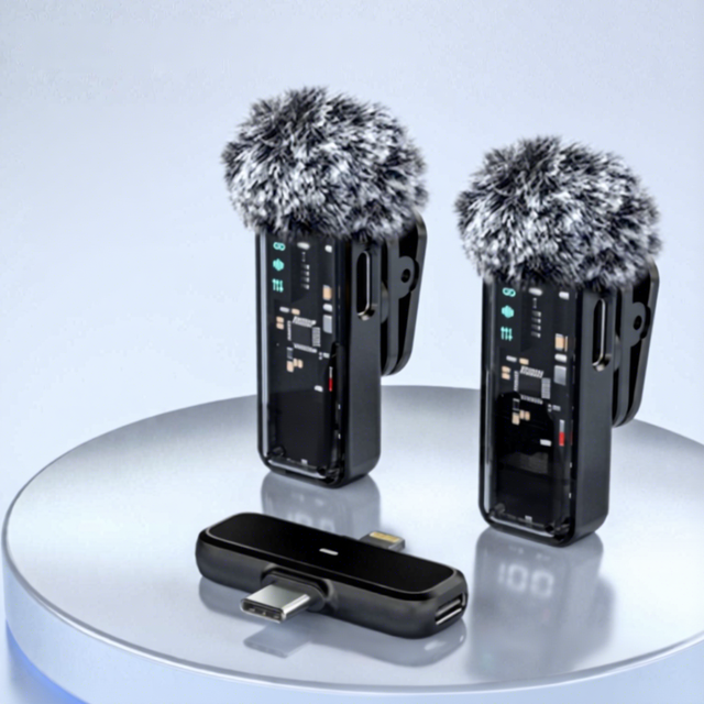 New SE66 2.4G Dual Channel Wireless Lapel Mic AI Smart Noise Reduction Windproof Foam Cover Zero Latency Lightning Type-C Mic