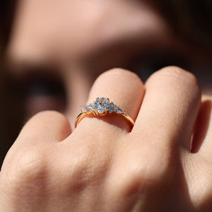 Igi/gia แล็บปลูกวินเทจ14K สีเหลืองแต่งงาน/หมั้นแหวนยูนิเซ็กส์รูปไข่ตัดเพชรสีขาวทองดีปาร์ตี้ครบรอบ - Product Image 1