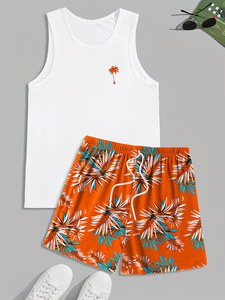 Ensemble décontracté homme été : gilet et short, avec débardeur sans manches tendance, séchage rapide, tricoté 100% coton - Product Image 4