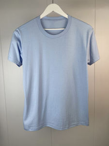T-shirt en coton uni pour homme, tissu doux et confortable, manches courtes, col rond, vêtement décontracté pour impression en gros - Product Image 4