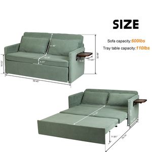 โซฟาเบดแบบปรับเปลี่ยนได้ 3-in-1 สำหรับผู้ใหญ่ พร้อมโต๊ะพับสะดวกสบายและช่องเสียบ USB Type-C เก้าอี้นอนแบบดึงออกได้ - Product Image 3