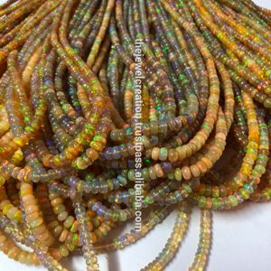 Perles de pierre d'opale éthiopienne naturelle facettées en rondelles jaune-brun de 3 mm et 5 mm, qualité AAA, vente en gros pour la fabrication de bijoux - Product Image 2