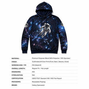 Sudadera con capucha de poliéster sublimado con estampado de astronauta de la galaxia, estrellas que brillan en la oscuridad, ropa urbana para hombre, OEM, fábrica personalizada - Product Image 6