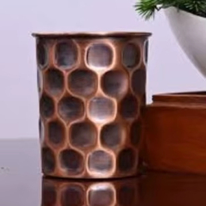 Hand Polished Copper Glass Tumbler Supplier Ayurvedic Drinking Water Cup Bulk Export Metal <b>Drinkware</b> - Product Image 1