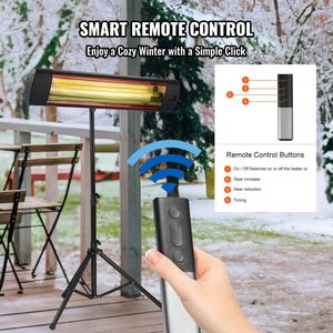 Stufa Elettrica a Infrarossi da 1500W con Telecomando, Schermo LED, 3 Velocità e Timer per Uso Esterno su Patio - Product Image 6