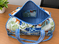 Sac de voyage de luxe à imprimé floral, grande capacité, fermeture éclair, en tissu, style week-end