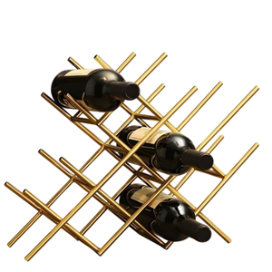 Porte-bouteilles en acier inoxydable doré, design minimaliste, résistant à la rouille, pour 5 à 9 bouteilles, outils de bar faits à la main - Product Image 3
