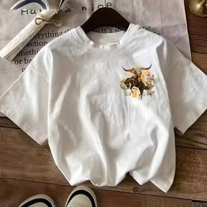 เสื้อยืดแขนสั้นแฟชั่นลำลองสำหรับผู้ชายและผู้หญิง ผ้าฝ้าย 100% น้ำหนัก 260 กรัม พิมพ์ลายดาววินเทจสวยงาม แบบถัก ดีไซน์เดียวกัน - Product Image 5