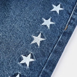 Winter Fashion Girls' Straight Leg Fleece-<b>Lined</b> Thickened Breathable <b>Jeans</b> Large Children's Loose Printed Worsted Fabric Pants - Product Image 4