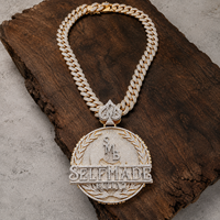 Pendentif médaillon Hip Hop personnalisé fait main, ensemble chaîne cubaine Miami, micro-pavé Moissanite, plaqué or, argent 925, bijoux de luxe