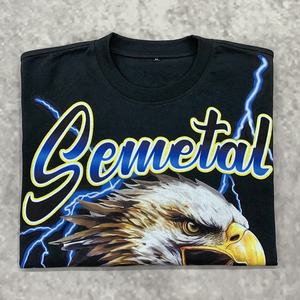 T-shirts graphiques en coton épais pour hommes, style streetwear, coupe oversize à épaules tombantes, personnalisables en gros, impression sérigraphique, 280 g/m² - Product Image 4