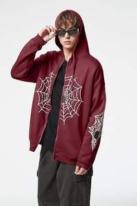 Sudadera con capucha Y2K sólida con cremallera, logo frontal, para hombre y mujer, oversize, informal, transpirable, para otoño e invierno - Product Image 6