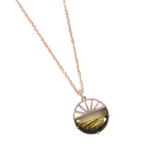 Colgante de Labradorita Natural con Diamantes Pavé y Patrón Numérico, Joyería con Piedras Preciosas - Product Image 3