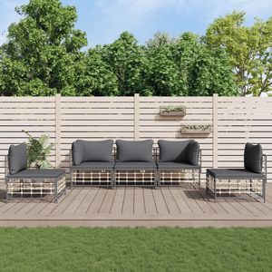 Set Lounge da Giardino in Polyrattan Antracite con Struttura in Acciaio Verniciato a Polvere, Mobili da Esterno Durevoli - Product Image 1