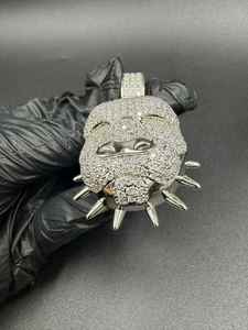 Pendentif Tête de Bouledogue Moissanite Sertie de Pierres, Breloque Hip Hop pour Fête, en Argent 925, Bijoux de Luxe, Pendentifs et Breloques - Product Image 5