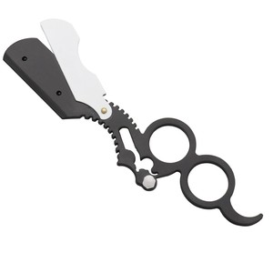 Navaja de Afeitar Profesional de Doble Anillo, Recta, Manual, de Acero Inoxidable (Blanco y Negro) para Uso en Barberías - Product Image 3