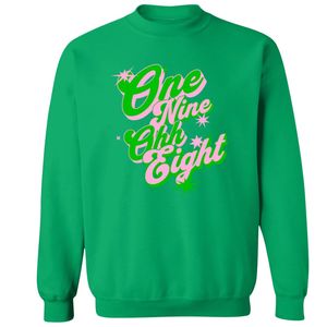 Sudadera Gráfica Verde One Nine Oh Eight con Cuello Redondo, Manga Larga, Puños Acanalados, Top Casual de Forro Polar para Mujer, Moda Urbana - Product Image 1
