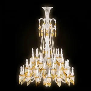 Lustre en cristal importé, 48 lumières, luxe, doré, pour hôtel, villa, maison - Product Image 1