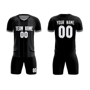 Conjunto de uniforme de fútbol personalizado, camiseta y pantalones cortos, estampado sublimado azul y morado, nombre del equipo, número personalizado, todas las tallas - Product Image 2