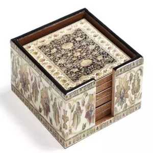 Sous-verre en bois imprimé élégant – Design raffiné en bois naturel pour le service du thé et du café – Protège la surface de la table - Product Image 6