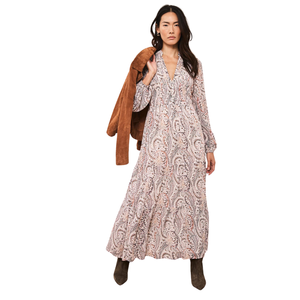 Vestido Maxi Floral con Corte en A para Mujer, Vestido de Manga Corta con Lazo Delantero - Product Image 2