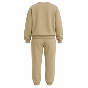 <b>Womens</b> <b>Beige</b> Oversized Cotton Blend Hooded Sweatshirt <b>Jogger</b> Set Custom Logo Casual Sportswear Lounge Wear Tracksuit - Product Image 6