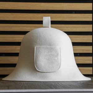 Chapeau de sauna en laine mérinos de luxe, doux, réutilisable, avec logo personnalisé, pour le refroidissement et les soins capillaires, unisexe adulte, directement de l'usine - Product Image 1