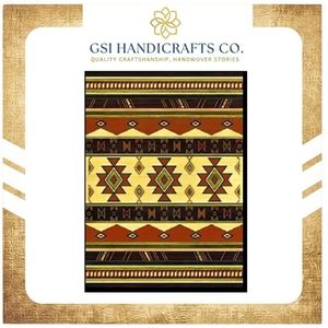 Tapis rectangulaire à motif géométrique, style bohème, en laine et acrylique, tissage plat, avec dos antidérapant en caoutchouc, idéal pour le salon - Grande Vente - Product Image 2