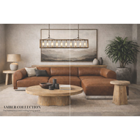 Sofá Seccional Modular de 3 Piezas, Tapizado en Cuero Real Ecológico, de Lujo Moderno, con Otomana, para Muebles de Sala de Estar